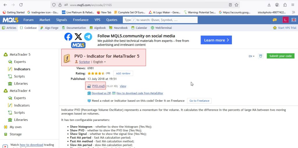 اندیکاتور PVO